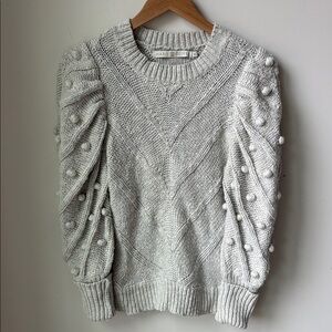 Marie Oliver Bridget Sweater in Grey Mist Pom Pom Puff Sleeves Après Ski Size XS